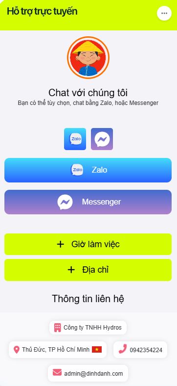 Tiện ích widget chat Zalo