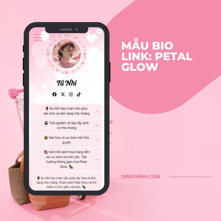 mẫu bio link Petal Glow