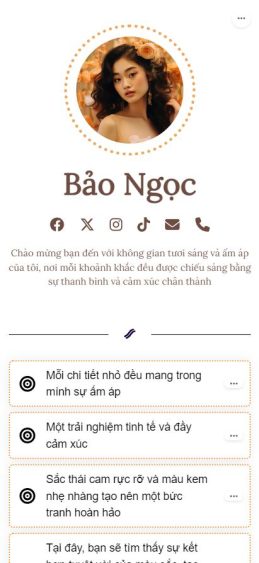 Mẫu link bio Warm Radiance