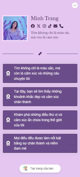 Mẫu link bio Nơi Tím Yêu Thương